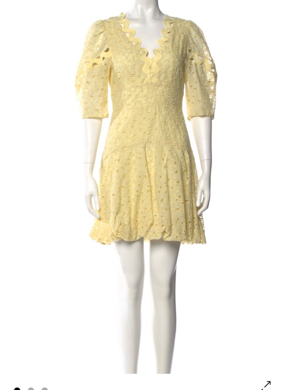 Rebecca Taylor,Yellow Lace V-Neck Mini Dress SZ 0. NWT